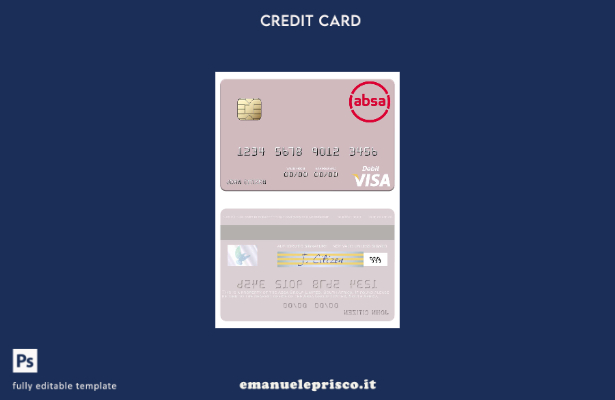 modello di carta di debito visto Sudafrica Absa Group Limited in stile verificat